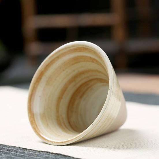Conical Coffee Cup Japanese Style Retro Ceramic Coffee Cup Rough Pottery Tea Cup Latte Cup for Home Office