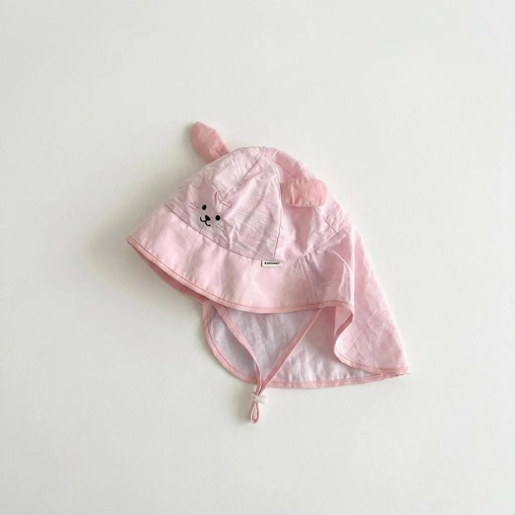 2026 Baby Summer Hat 2-6T Cartoon Animal Girls Sunshade Hat with Shawl Thin Ventilate Kids Sun Hat