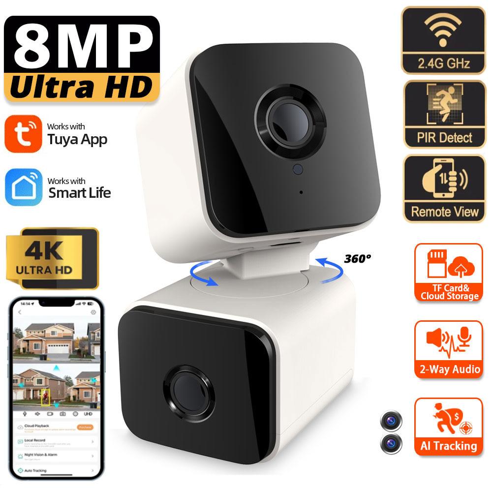 

Tuya Smart Mini Wifi 4MP Dual Lens HD відеоспостереження IP-камера Indoor Wireless Cam CCTV Security Protection 8MP NO Card