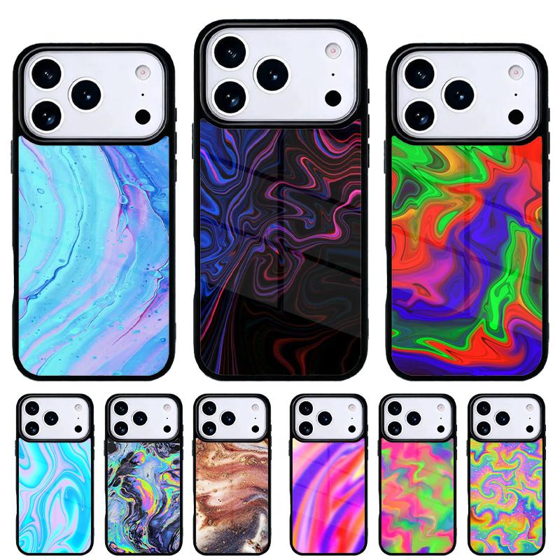 Neon Marble Art Phone Case for iPhone 17 Air 16e 15 14 13 Pro Max Back Cover for 12 11 Pro Coque