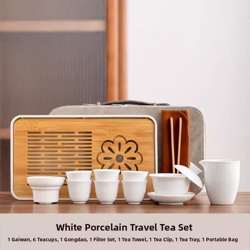 Ceramic Gongfu Tea Set Yuxi White Porcelain Tea Pot Cover Bowl And Tea Cups Set for Home Office Tea Brewing