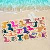 1pz Asciugamano da Spiaggia in Microfibra con Stampa di Animali Colorati, Realizzato in Materiale Ultra-morbido, Leggero e Altamente Assorbente. Ideale per Yoga, Viaggi