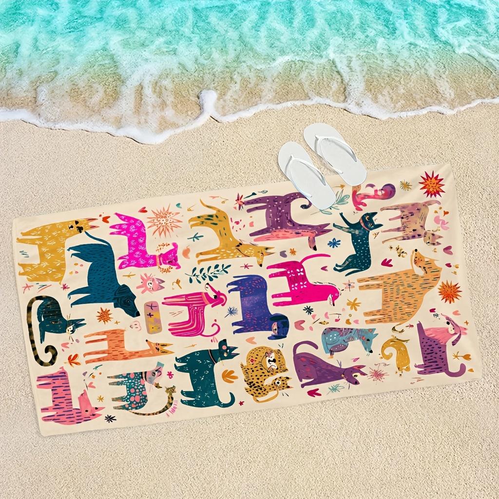 1pz Asciugamano da Spiaggia in Microfibra con Stampa di Animali Colorati, Realizzato in Materiale Ultra-morbido, Leggero e Altamente Assorbente. Ideale per Yoga, Viaggi