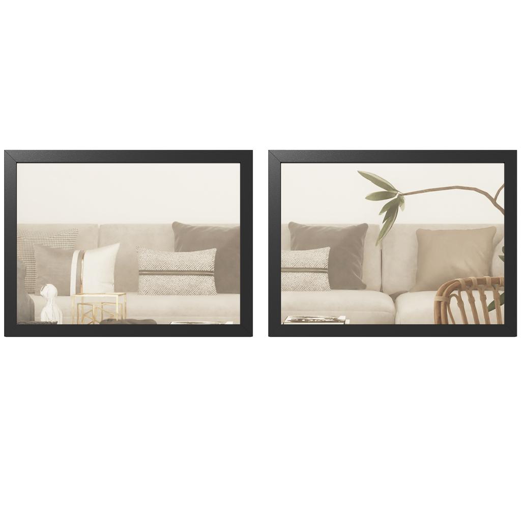 Wall Bathroom Mirror, 30 x 40 cm Wall-Mounted Mirror for Living Room, Bedroom, Hallway, Set of 2, Black