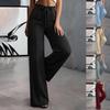 Women's Loose Fit Wide Leg Dress Pants High Waist Elastic Waistband Casual Trousers with Drawstring Professional Office Wear