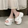 Fashion 9CM Design Platform Slippers 2025 Women Summer Wear Fashion New Style Increase Sandals Casual Muffin Flip-flops Beach Shoes