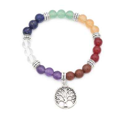 7 Chakra Beaded Yoga Bracelet - Round Wheel Design
