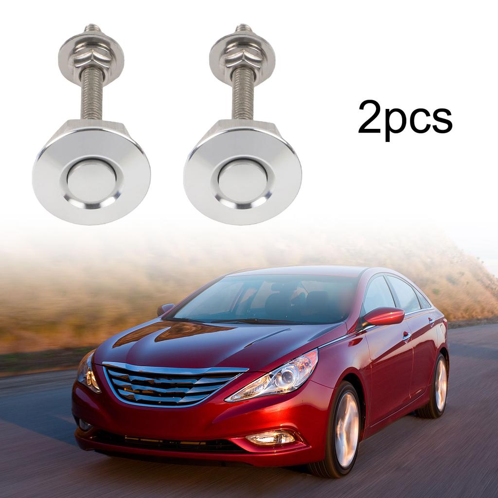 Car Bonnet Push Button Release Clip Set 2Pcs Low Profile Hood Lock for Engine Compartment Security and Styling