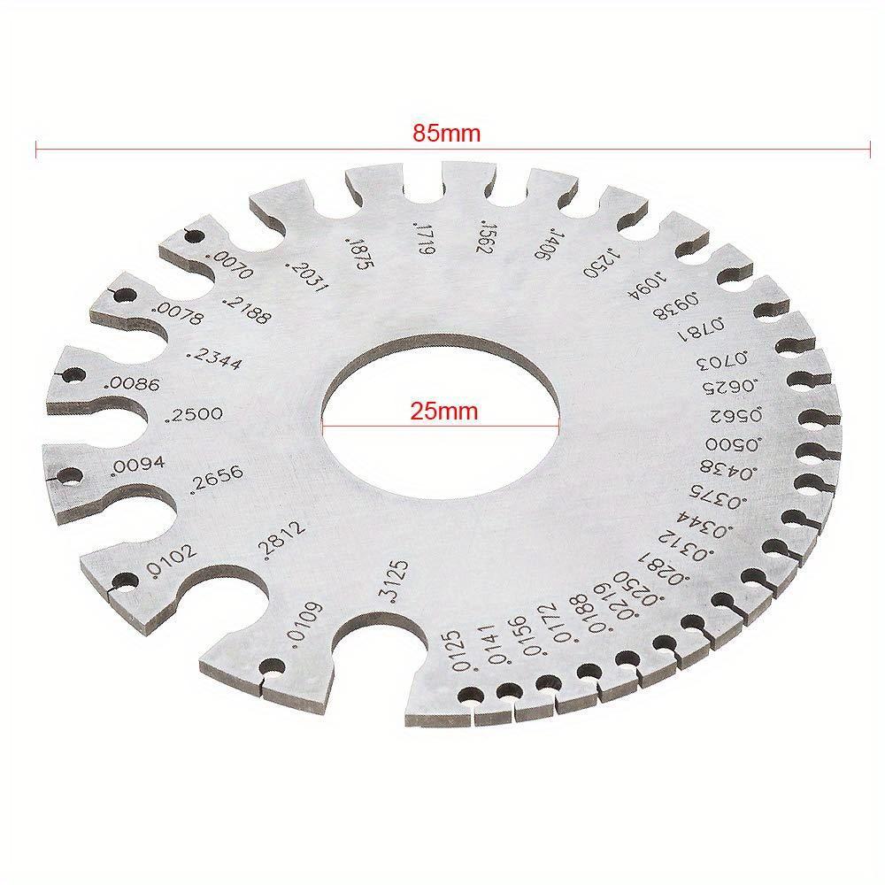 Round Wire Gauge, Stainless Steel Wire Thickness Measurer Tester Ruler Diameter Tool - Metric/Imperial