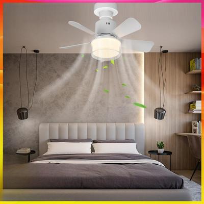 E27 Socket Fan Lamp Living Room Bedroom Dimmable RGB Lighting Ceiling Fan Three Wind Speed Electric Ceiling Fan Light