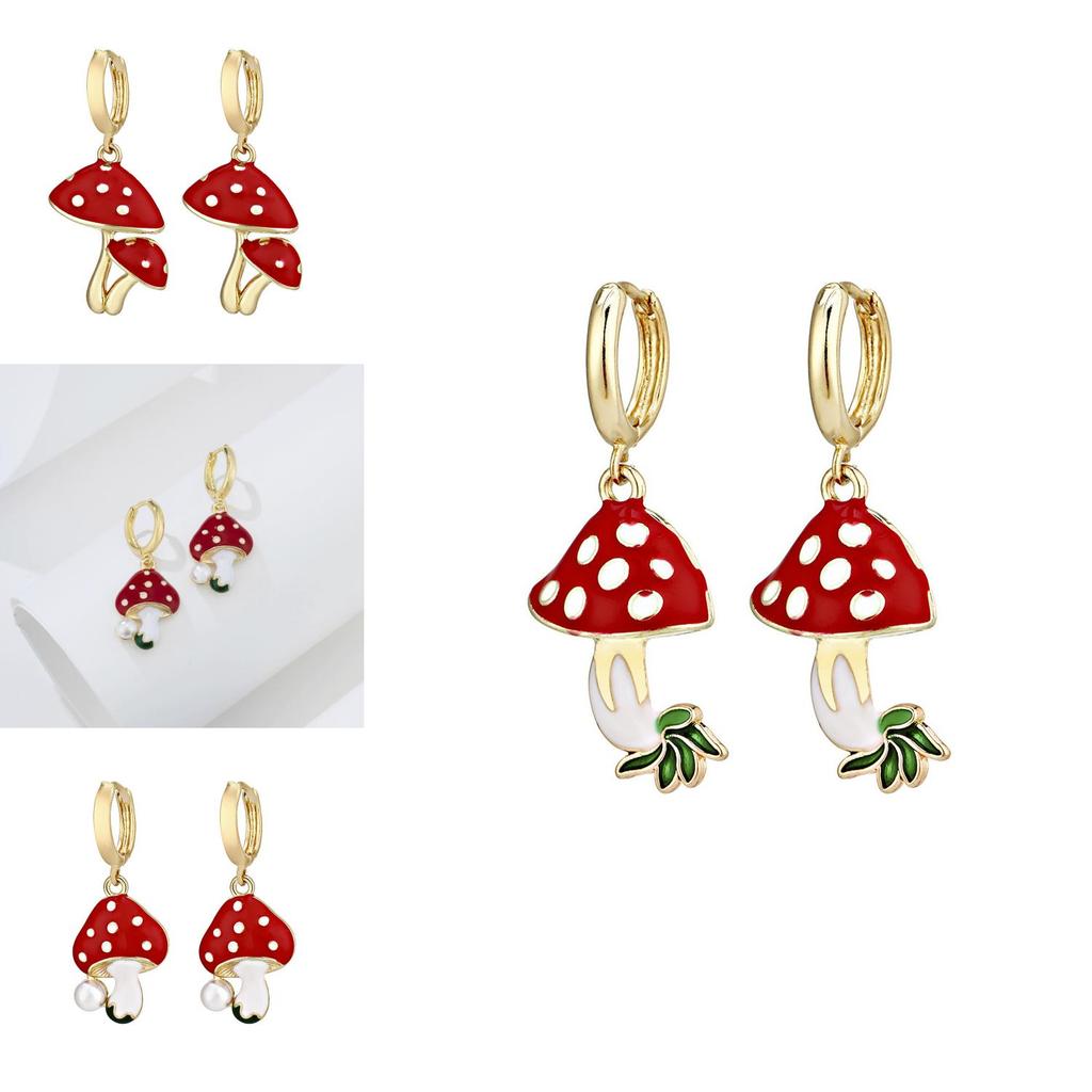 Chic Alloy Fashionable Geometric Mushroom Earrings For Women Summer 2022
