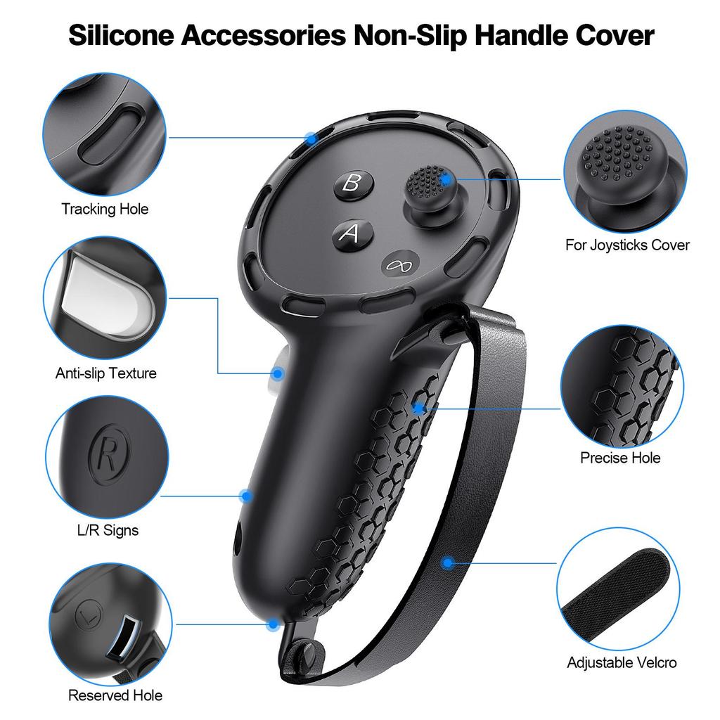 Silicone Protective Cover for Meta Quest 3 Controllers with Rocker Caps