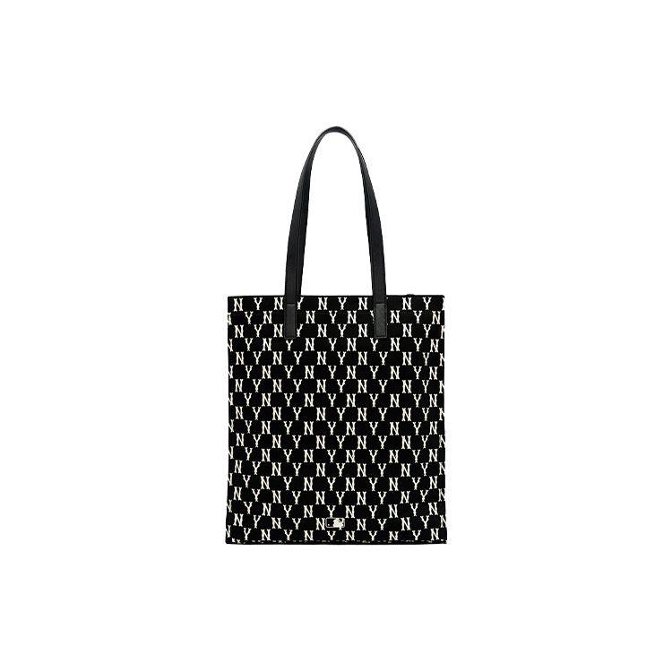 MLB Monogram Series NY Yankees Retro All Over Print Large Logo Vertical Polyester Tote Bag Women Tote Bag Black 3AORL011N-50BKS