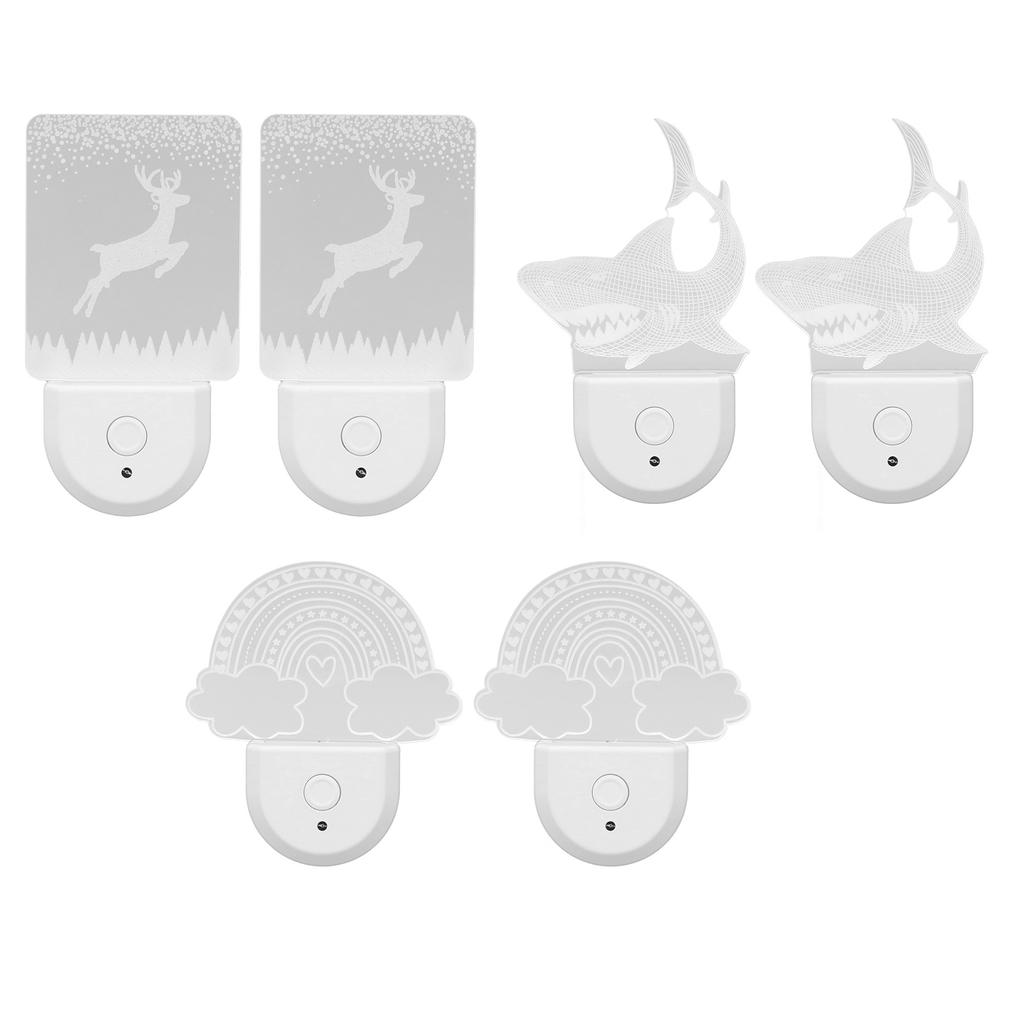 2Pcs Plug Into Wall Night Light Acrylic RGB Energy Efficient Light Sensing Xmas Night Lamp for Bedro