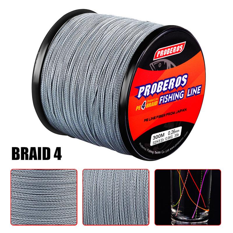 300M 4 Fili Trecciato in PE Filo da Pesca Multifilamento Filo per Pesca alla Roccia Linea Principale 80/100Lb Cavo Attrezzatura da Pesca Filo da Pesca per Mare