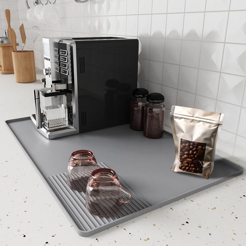 1 Heat-Resistant Anti-Slip Silicone Coffee Machine Mat - Durable Kitchen Worktop Protector Suitable For Espresso Machine Coffee M серый