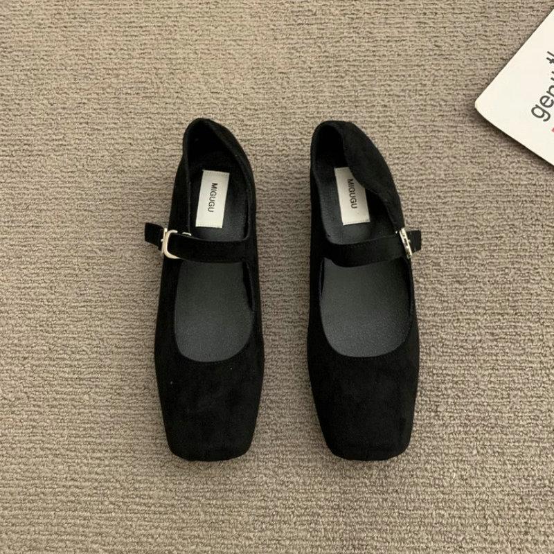 Fashion Flat Shoes for Women Retro Square Toe Shallow 2025 Spring and Autumn New Mary Jane Shoes Casual Plus Size Women's Shoes 42 43 44