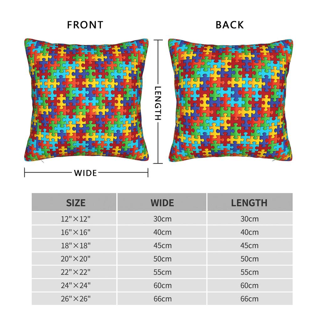 Vibrant Multi-Color Autism Puzzle Pillow Case Fashion Pillow Cover Soft Pillowcases For Wedding Party Home Decor