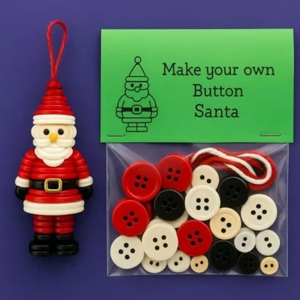 Handmade DIY Button Snowman Ornament Multiple Designs Santa Button Ornament Kit Christmas Trees