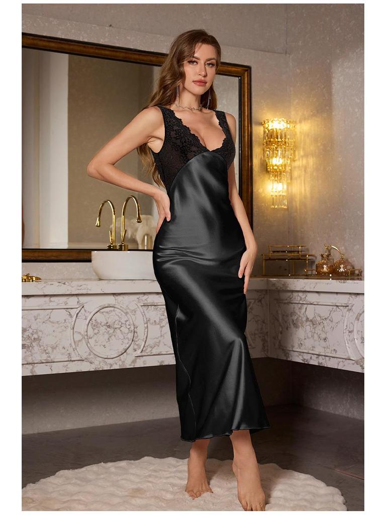 Yaoting Elegantes Spitzenbesatz Europäischer Stil Schlankmachendes Nachthemd CQ3420