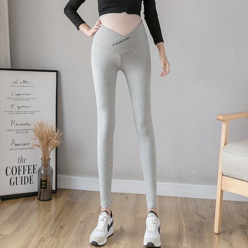 Real Shot Maternity Pants Spring and Autumn Thin Outer Leggings Low Waist Cross Support Yoga Sports Nine-point Pants
