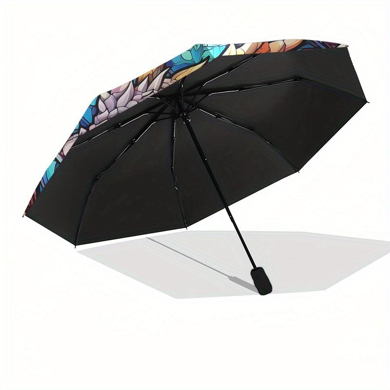 Stained Dragon Wall Art: Vibrant Fantasy DecorUmbrella, Portable 3-Fold Compact Umbrella,Christmas Gift ES476