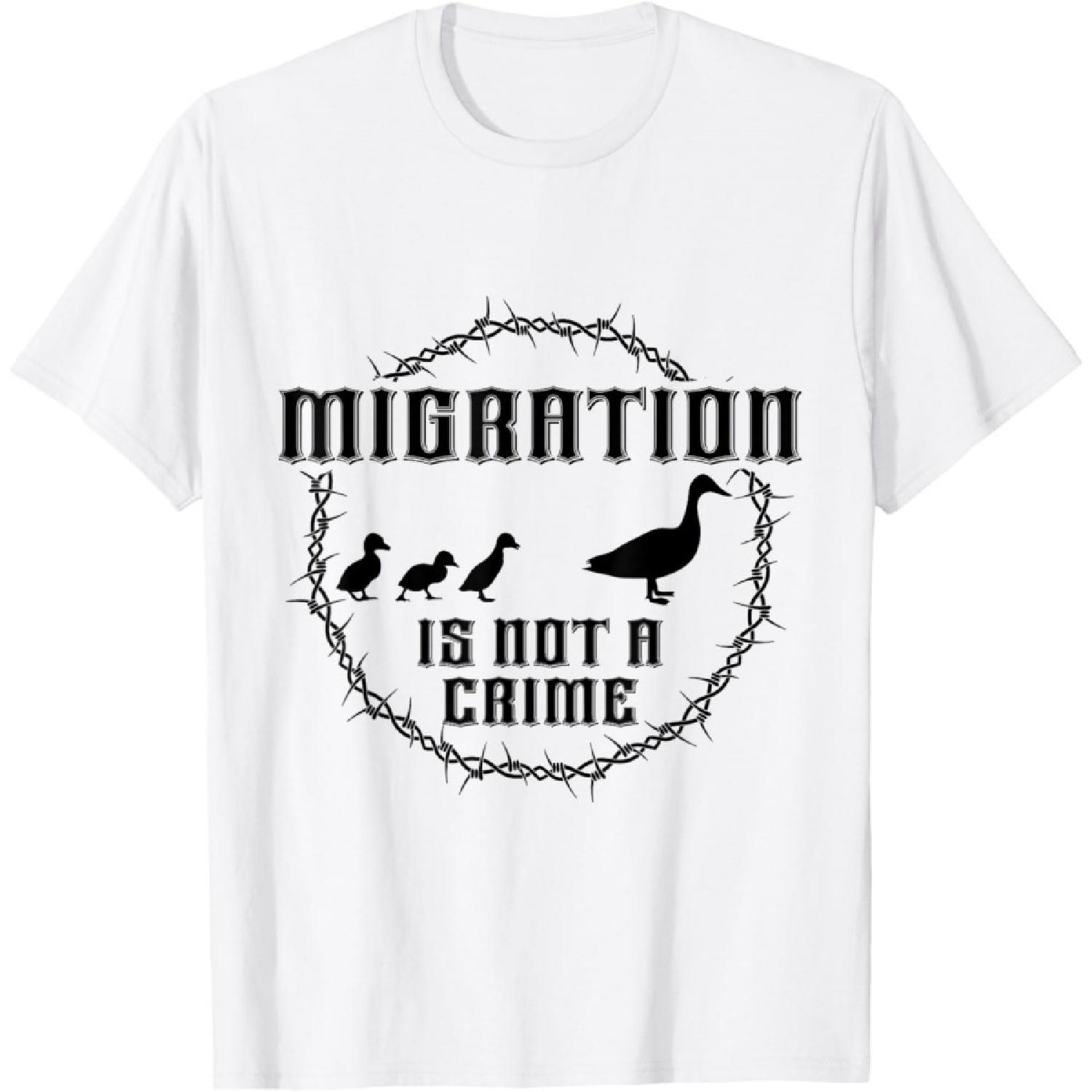 Migration Is Not A Crime Funny Duck Immigrant Political T-Shirt XXXXXL белый