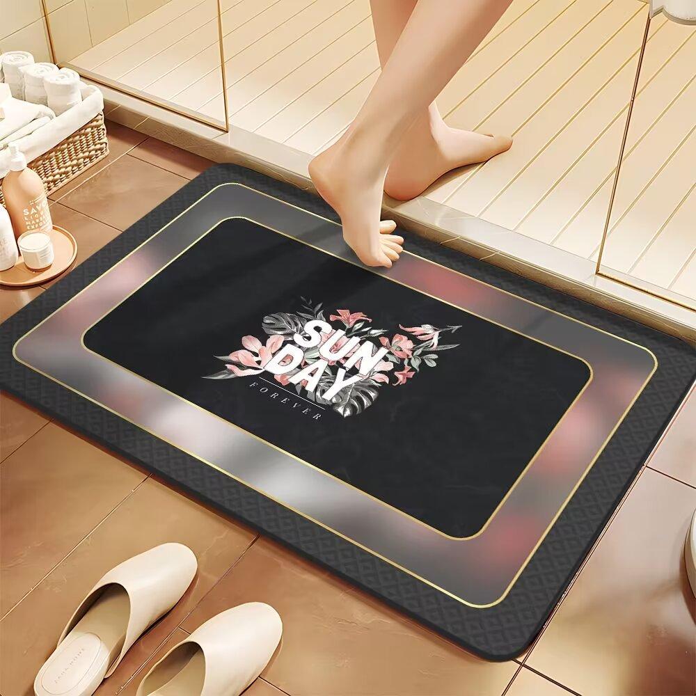 Kieselgur Saugmatte Badezimmerbodenmatte Badezimmertür Rutschfeste Matte Schnelltrocknender Toilettenteppich Toilettenmatte 40*60cm white