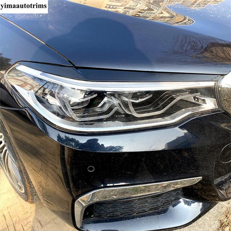 ABS Carbon Fiber / Black Car Front Headlight Lamp Eyebrow Sticker Trim Decor Accessories For BMW 5 Series G30 530I 2017 -