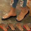 Women Summer Ankle Strap Sandals With Rivet Accents And Transparent Upper For Breathable Comfort