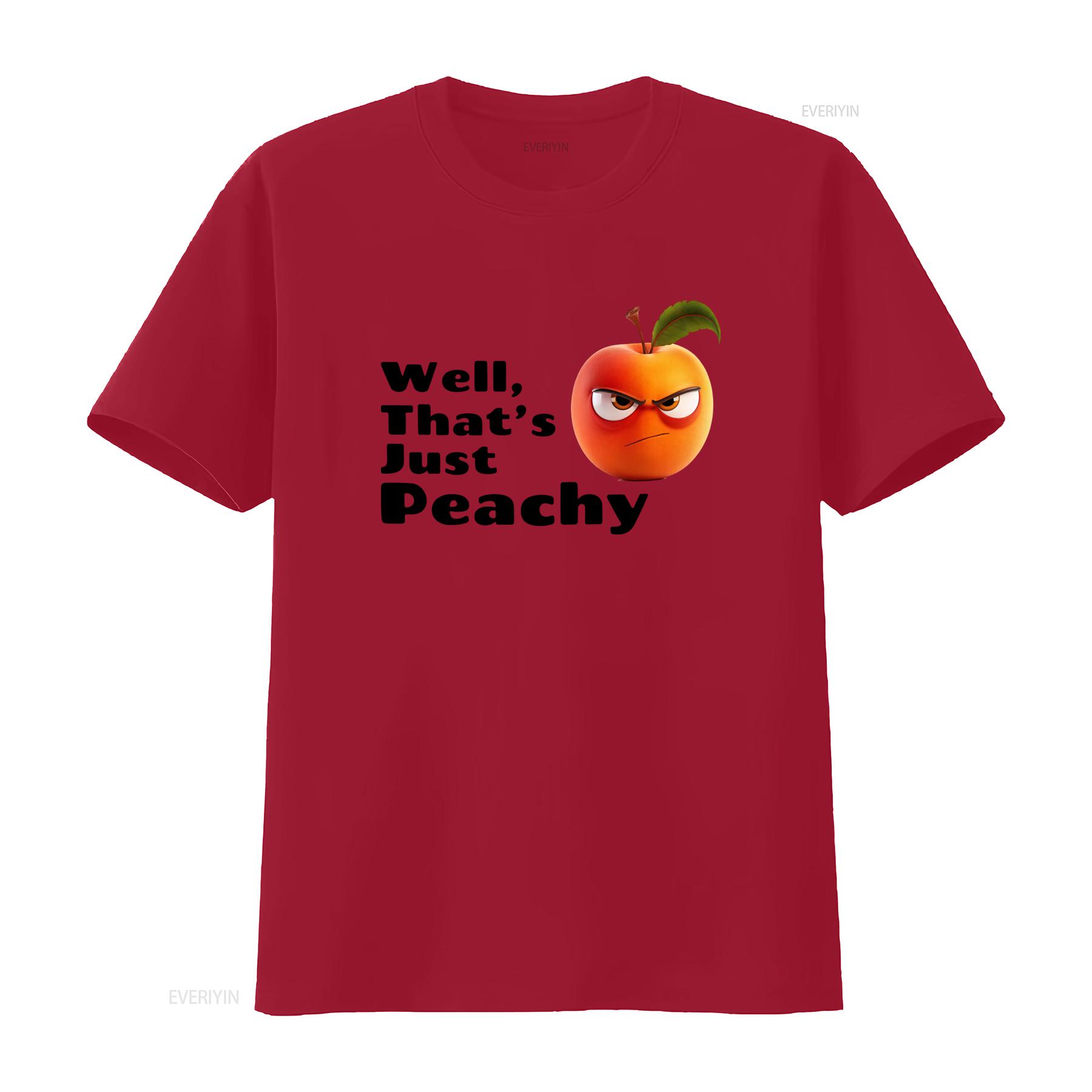 Funny Sarcasm Cute Just Peachy T Shirt with Angry Peach Design vintage Washed Breathable fashion Versatile graphic Slightly S
