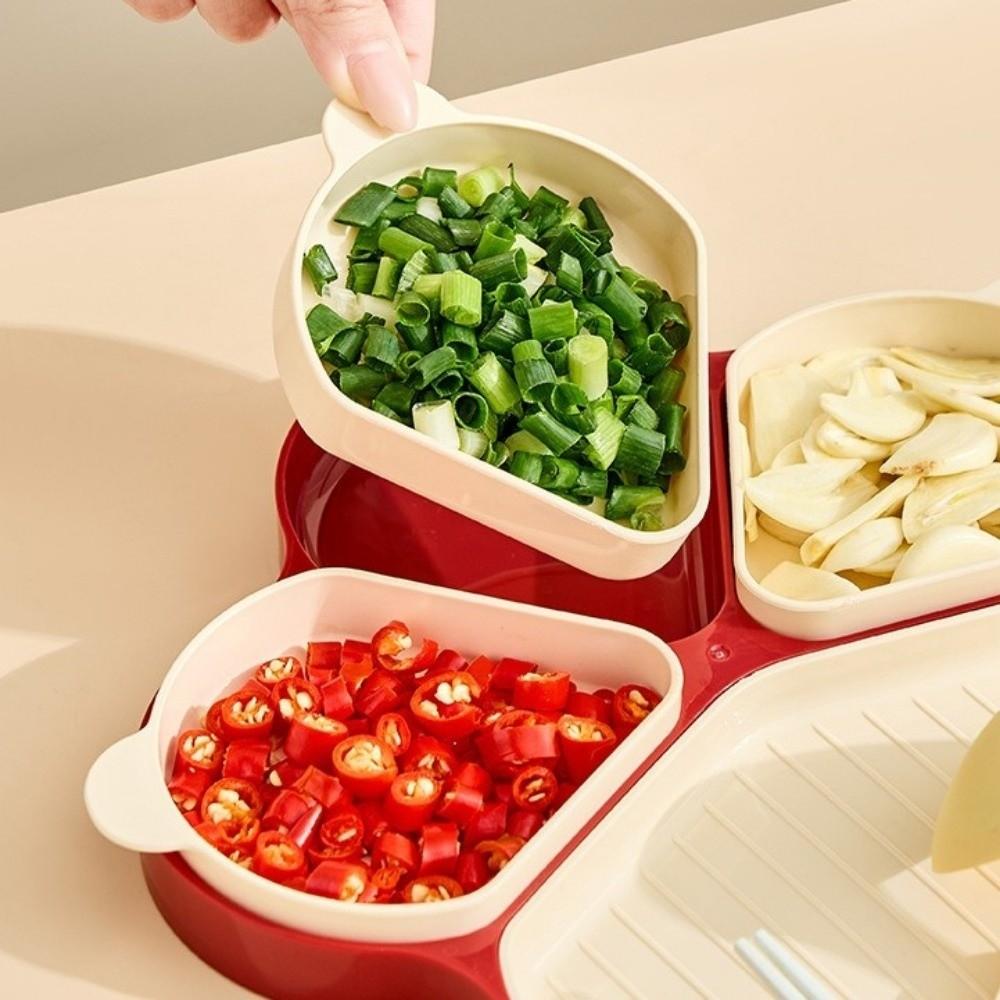 Plastic Kitchen Preparation Plate Reusable with Scoop Holder Dinner Plate 4 Compartment Durable Spoon Rest Dinnerware