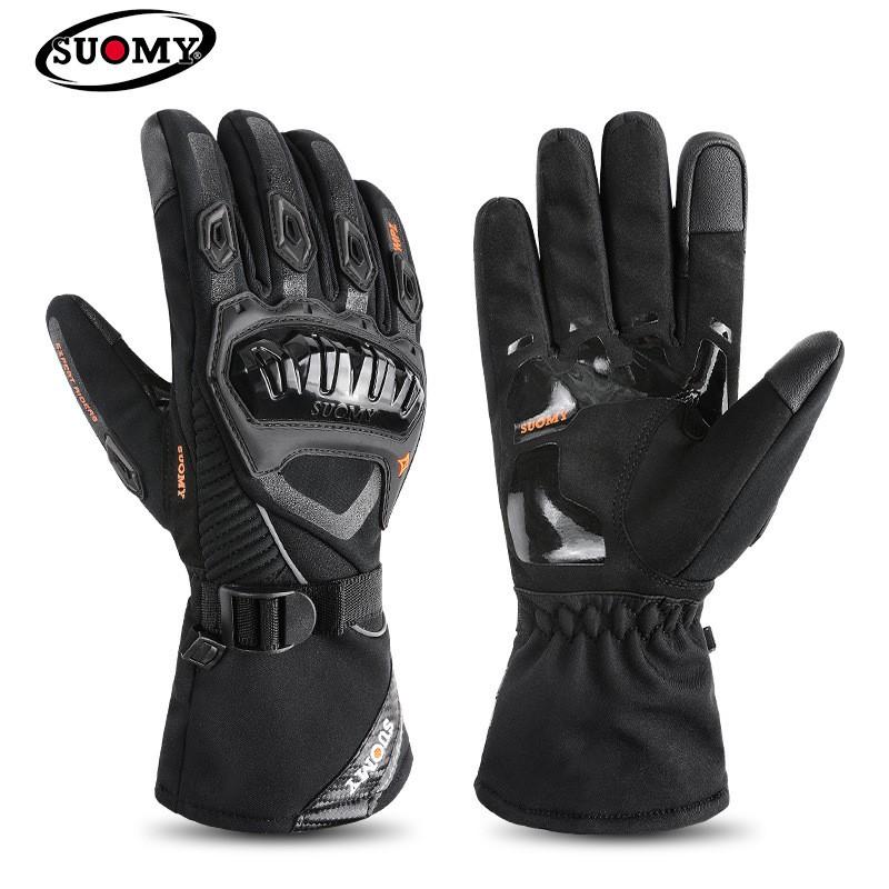 SUOMY Winter Motorcycle Gloves Men Warm Waterproof Windproof Impact Resistant Touchscreen Compatible Cycling Protective
