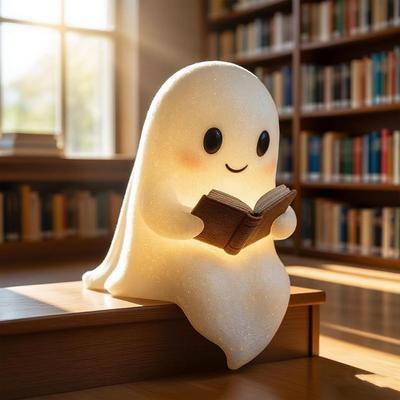 Niedliche Geist Leselampe, LED Halloween Leuchtgeist Nachtlicht für Schlafzimmer Arbeitszimmer, Leser
