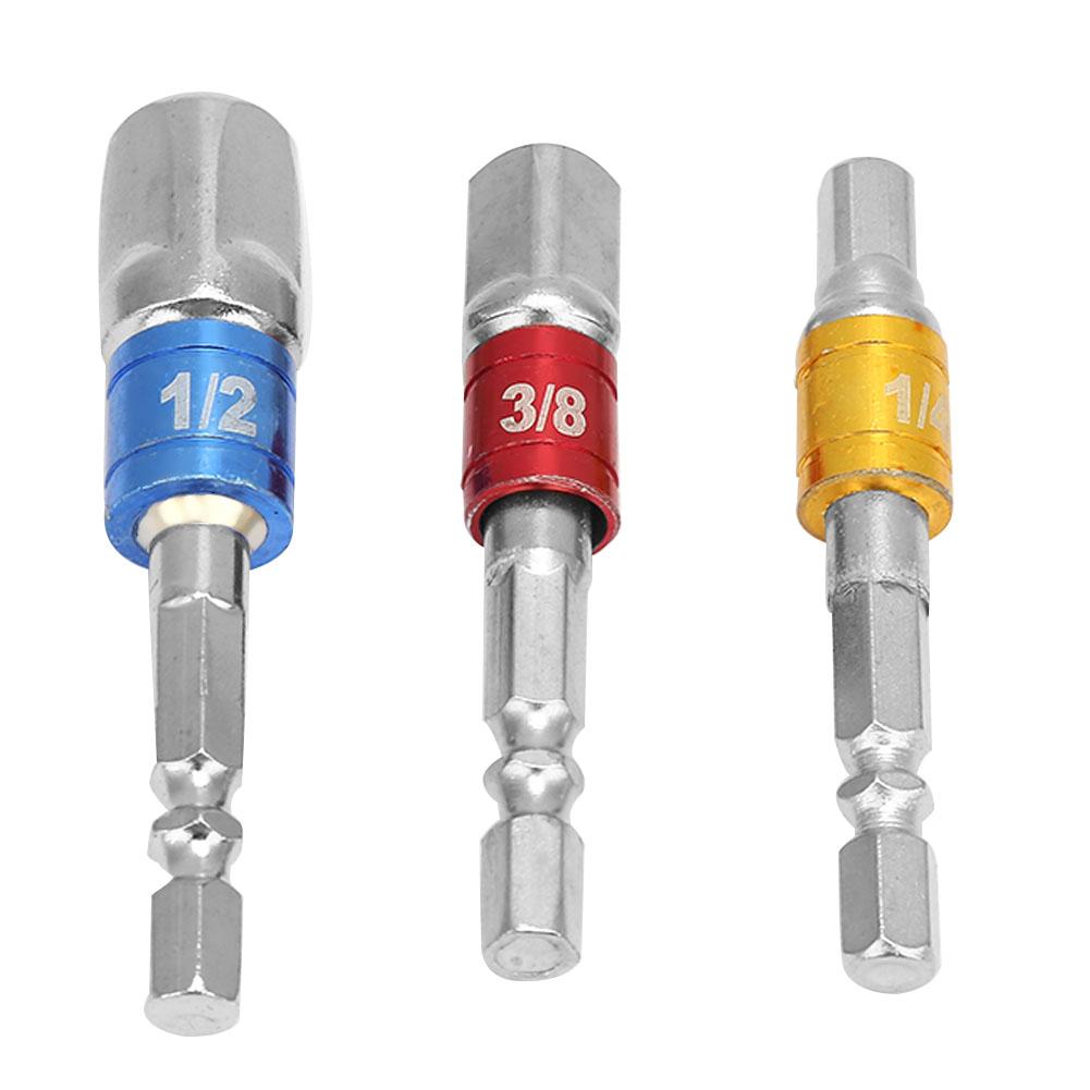 Chrome Vanadium Steel 1 4   3 8   1 2   Hex Shank To Square Extension Bar Adapter