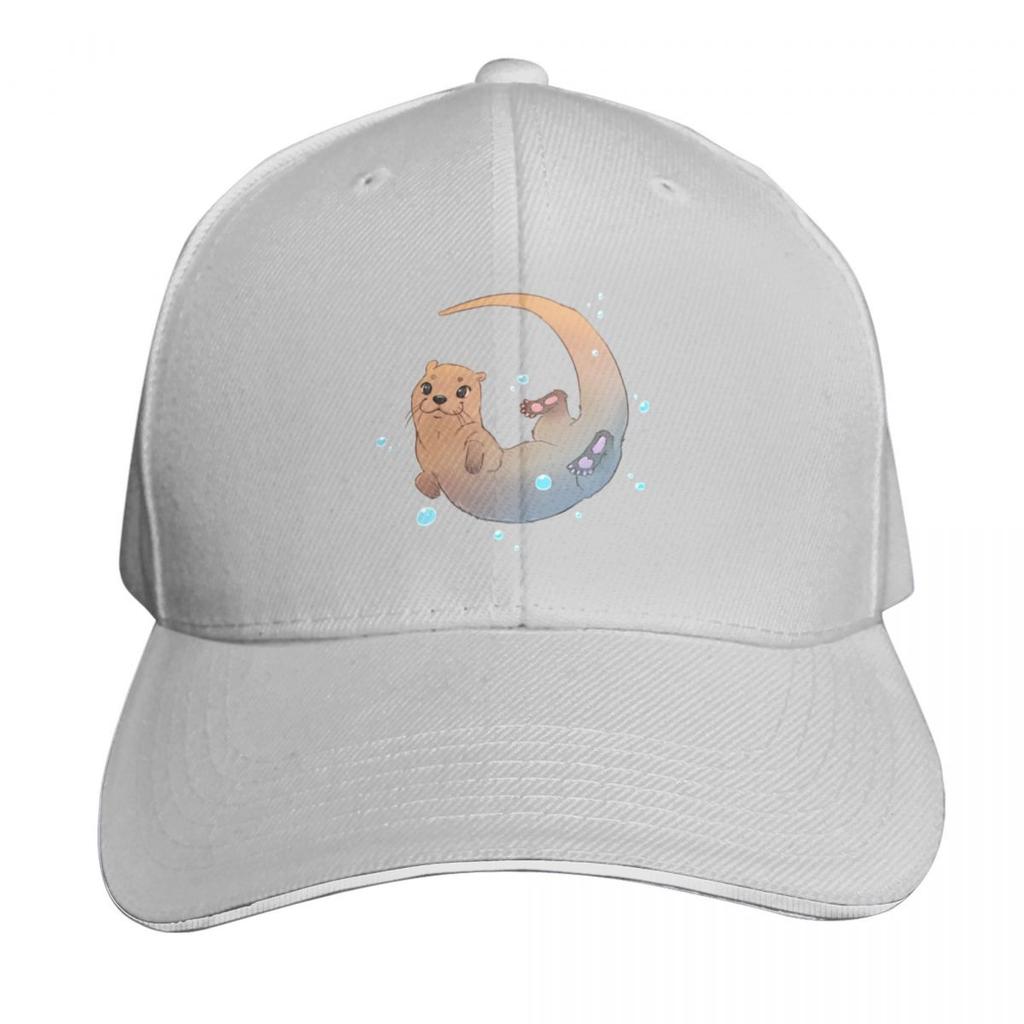 Playful Otter Circle Baseball Cap Beach Outing Designer Cap Golf Trucker Hat Ladies Unisexs
