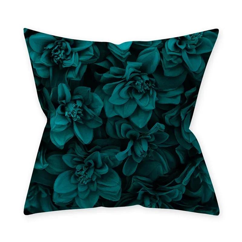 Teal Blue Cushion Cover Decorative Sofa Cushions Polyester Geometric Pillow Covers 45x45 Throw Pillows Single Side Pillowcases