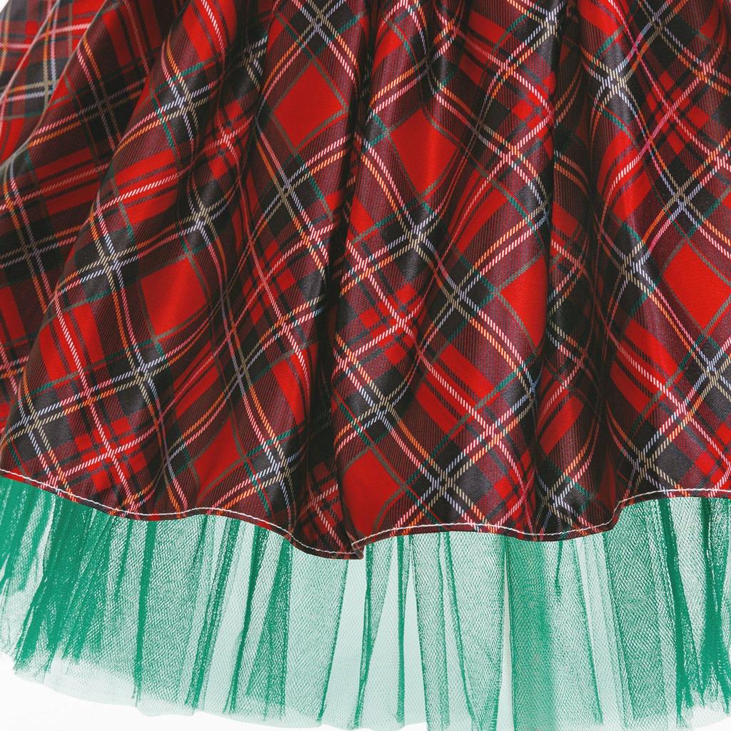 Red & Green Sequin Christmas Dress: Santa Claus Snowflake Costume, Girls' Mesh Princess Dress