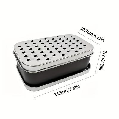 Black Multi Functional Stainless Steel 2 In 1 Double Sided Blade Box Grater for Home Use, Storage Cutting Tool with Lid