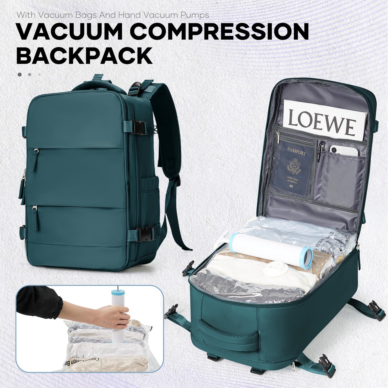 

Вакуумные пакеты для одежды и компрессионный насос, сумка для ноутбука, ручная кладь Ryanair 40x20x25, рюкзак для ручной клади с вакуумным пакетом павлин голубой