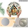2D Flat Birdhouse Floral Welcome Doorplate, Aluminum Decorative Sign and Plaque, Various Sizes. Colorful Birds and Flowers, Rustic Farmhouse Hanging