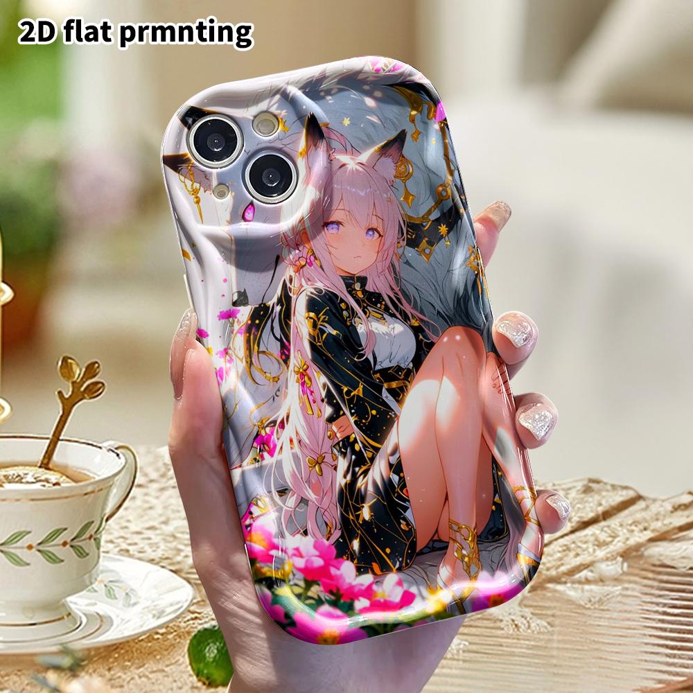Phone Case: 2D Flat, Suitable for iPhone 18 17 16 15 14 13 12 Pro Protective Case, Phone Decoration, Fox Ear Girl, Perfect Christmas and Halloween Hol