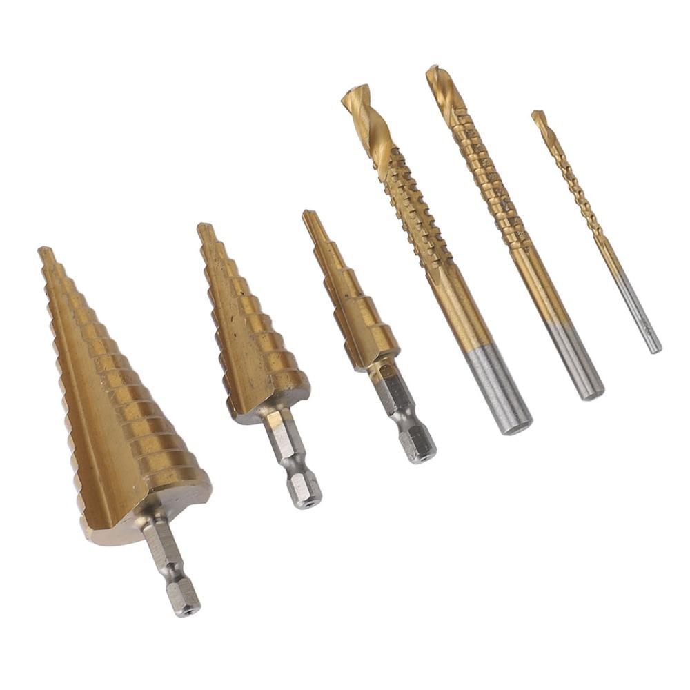 6pcs 4-32mm Hex Shank Drill Bits High Speed Steel High Speed Steel Bits Woodworking