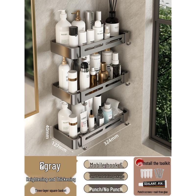 Punch-Free Wall-Mounted Bathroom Shower Corner Shelf