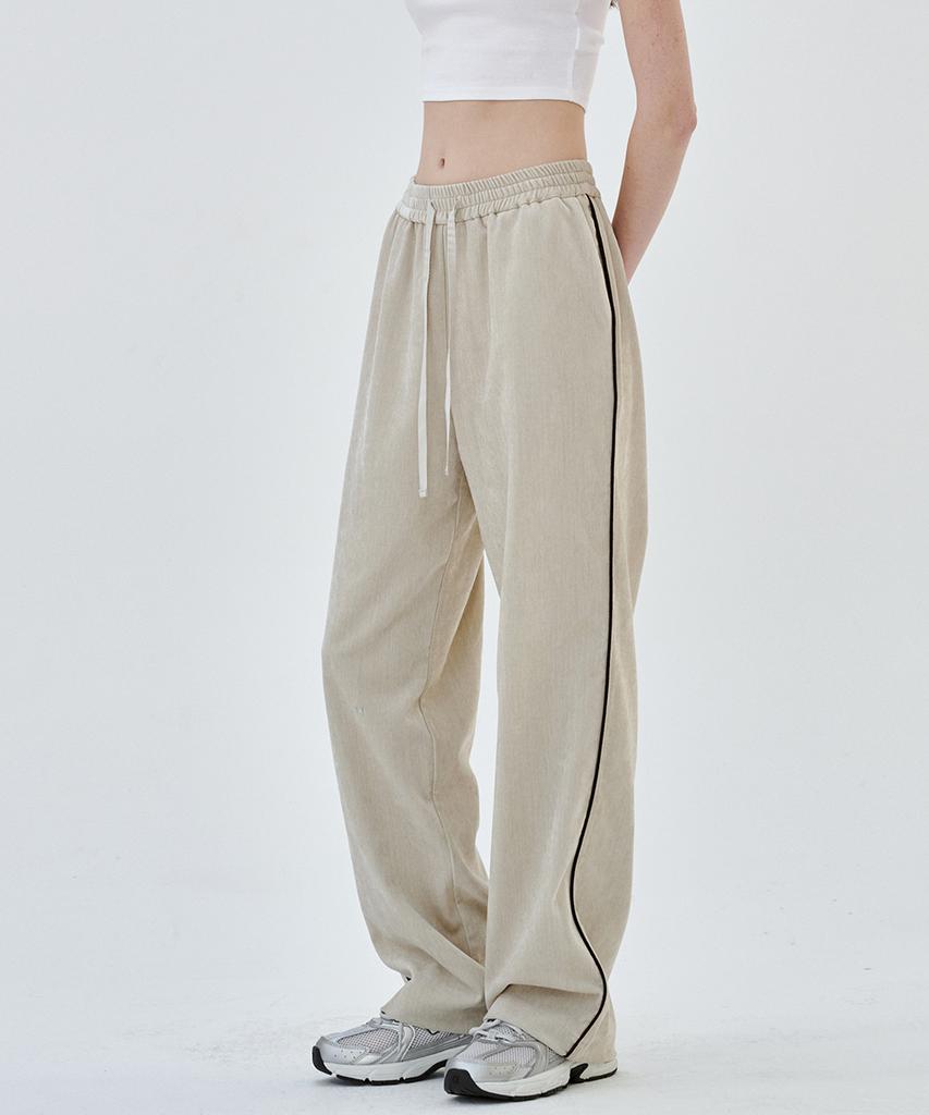 MALOUPE 2170 Velvet Elastic Waist Pants (Beige)
