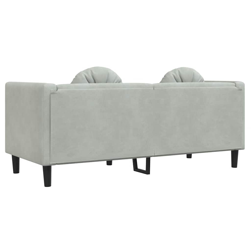 2 Seater Sofa with Cushions Light Grey Velvet