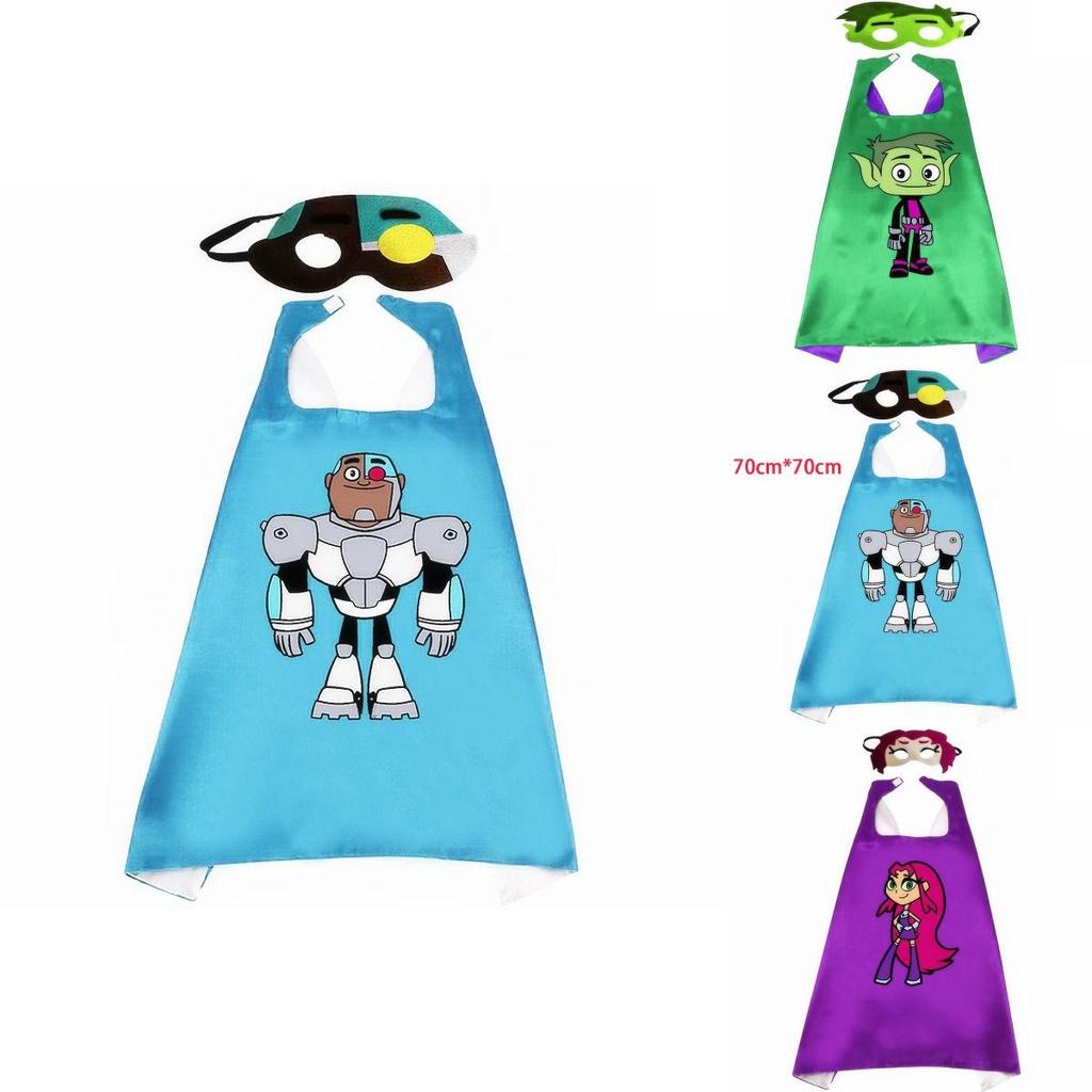 Vibrant Teen Titan Anime Superhero Costume Set With Cloak And Mask For Kids