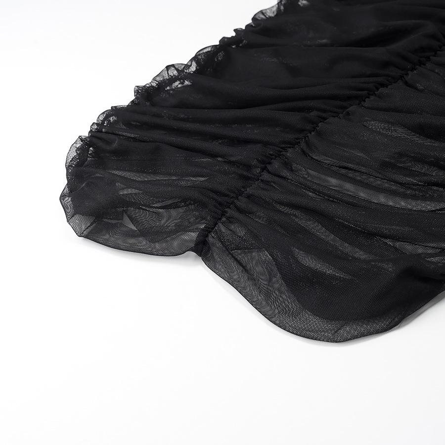 Schwarzes trägerloses gerafftes hochtailliertes Abendkleid - Europäischer und amerikanischer Stil Damen langes Kleid