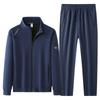 Spring Autumn Men's Cotton Sports Suit Stand Collar Sweatshirt Middle-Aged And Elderly Casual Cardigan 2Pcs Set