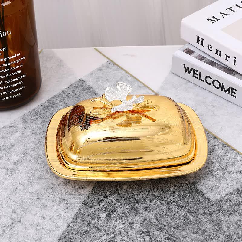 ZISIZ Golden European Style Butter Dish & Snack Plate